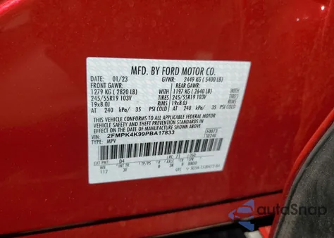 2023 Ford Edge Titanium z USA, uszkodzony, nr VIN 2FMPK4K99PBA17833